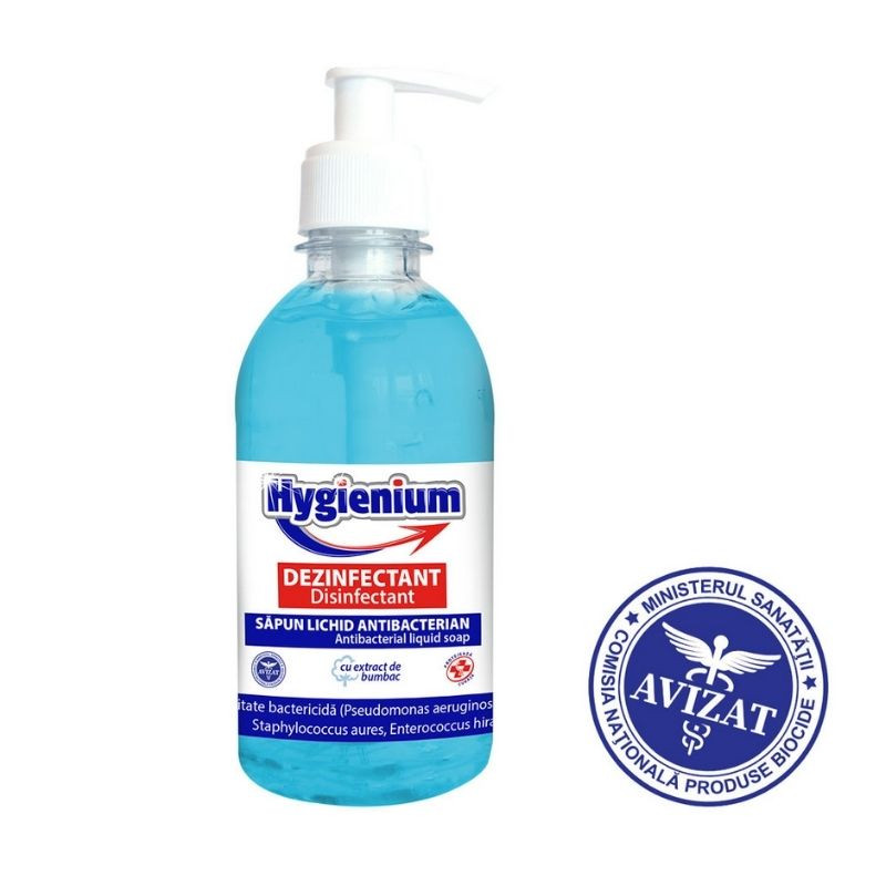 Hygienium Sapun lichid antibacterian si dezinfectant cu extract bumbac, 300 ml