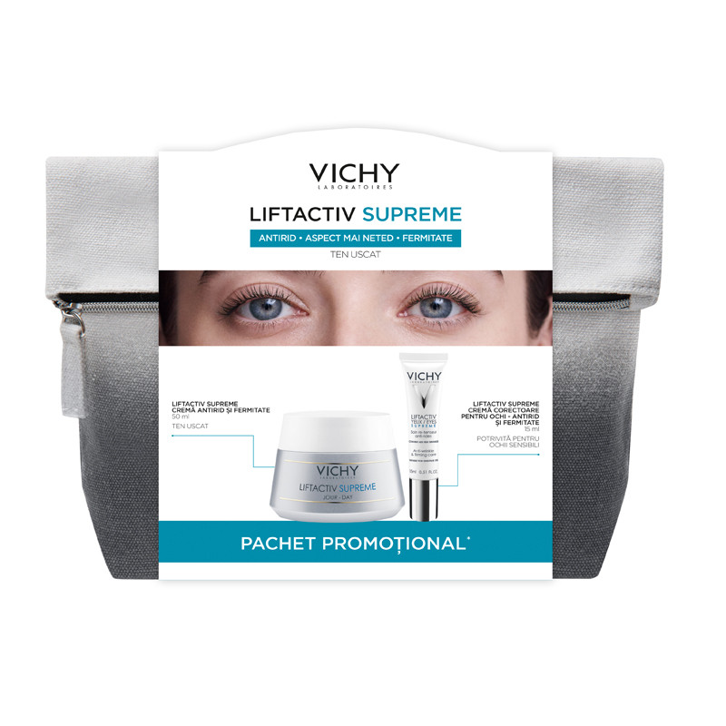 VICHY Liftactiv Supreme Piele Uscata, 50 ml + Liftactiv Suprem de Ochi, 15 ml -75%