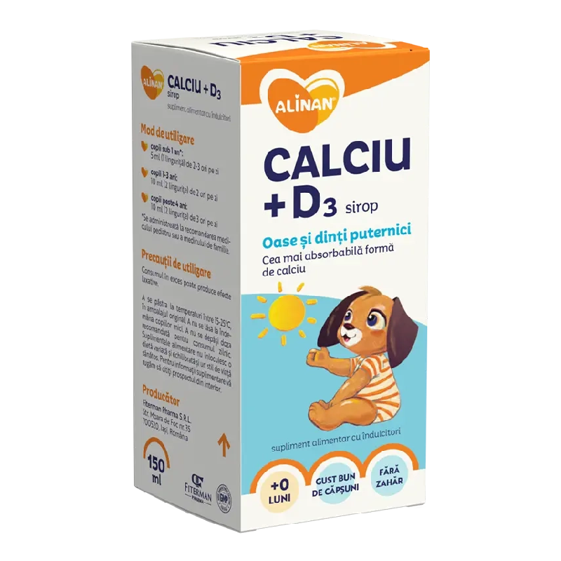 Sirop Calciu si vit D3 Alinan, 150 ml, Fiterman Pharma