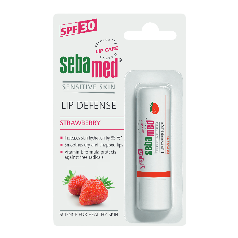 Balsam dermatologic protector pentru buze cu SPF 30 Strawberry, 4.8 g, Sebamed