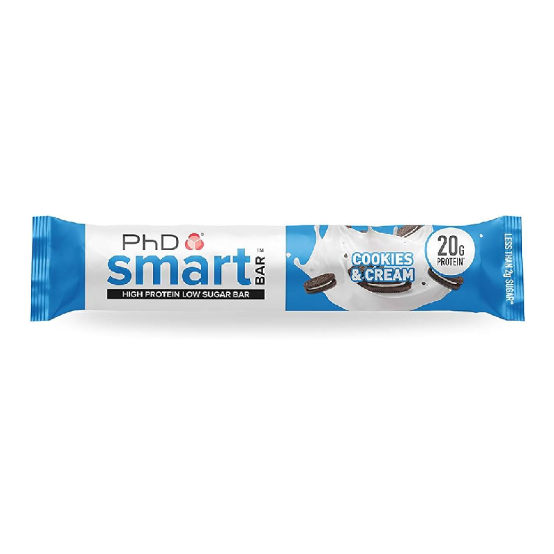 Baton proteic Smart Bar Cookies&Cream, 64 g, PhD Nutrition