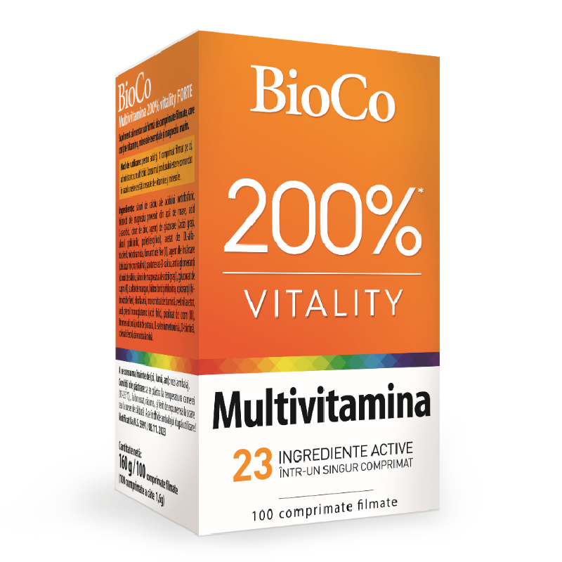 Multivitamină 200% vitality Forte, 100 comprimate, BioCo