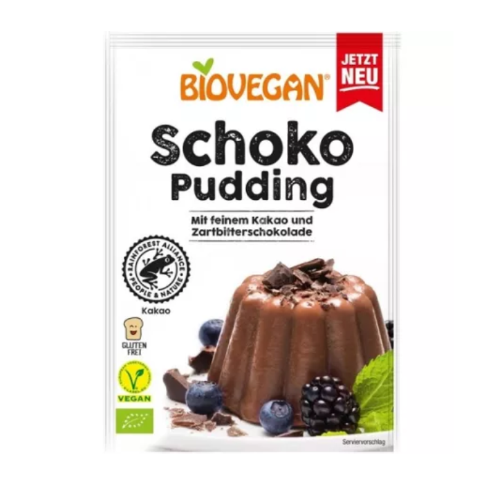 Budinca bio de ciocolata fara gluten, 55 g, Biovegan