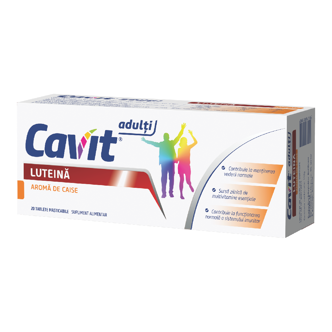 Cavit adulti multivitamine luteina cu aroma caise, 20 tablete