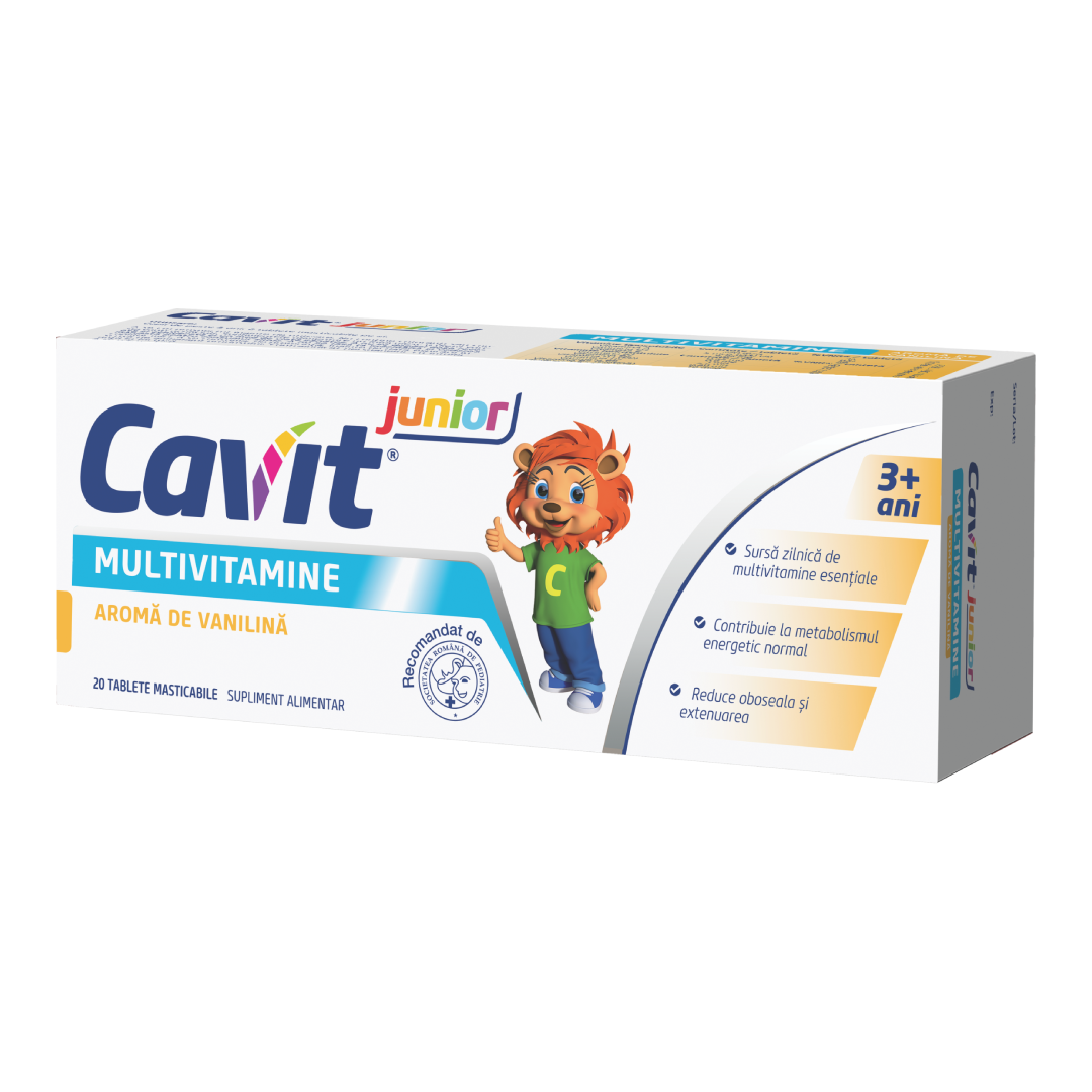 Cavit junior multivitamine vanilie, 20 tablete masticabile