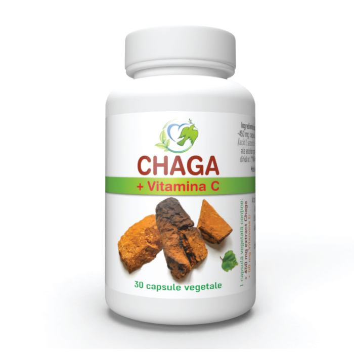 Chaga 450 mg + Vitamina C, 30 capsule, Justin Pharma