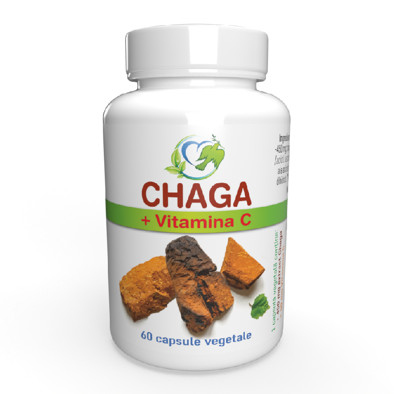 Chaga 450 + Vitamina C, 60 capsule vegetale, Justin Pharma