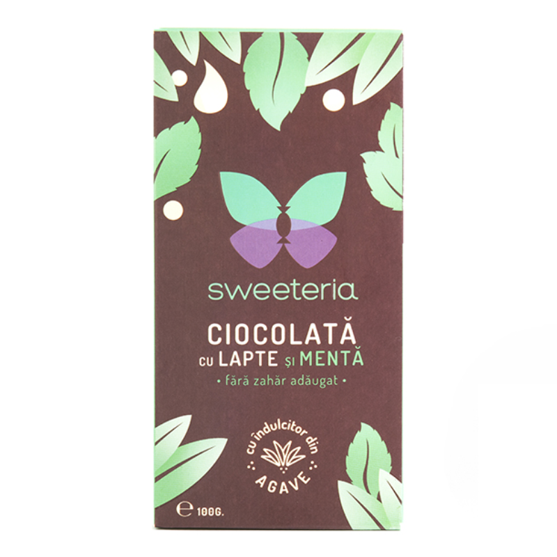 Ciocolata cu lapte si menta, 100 g, Sweeteria