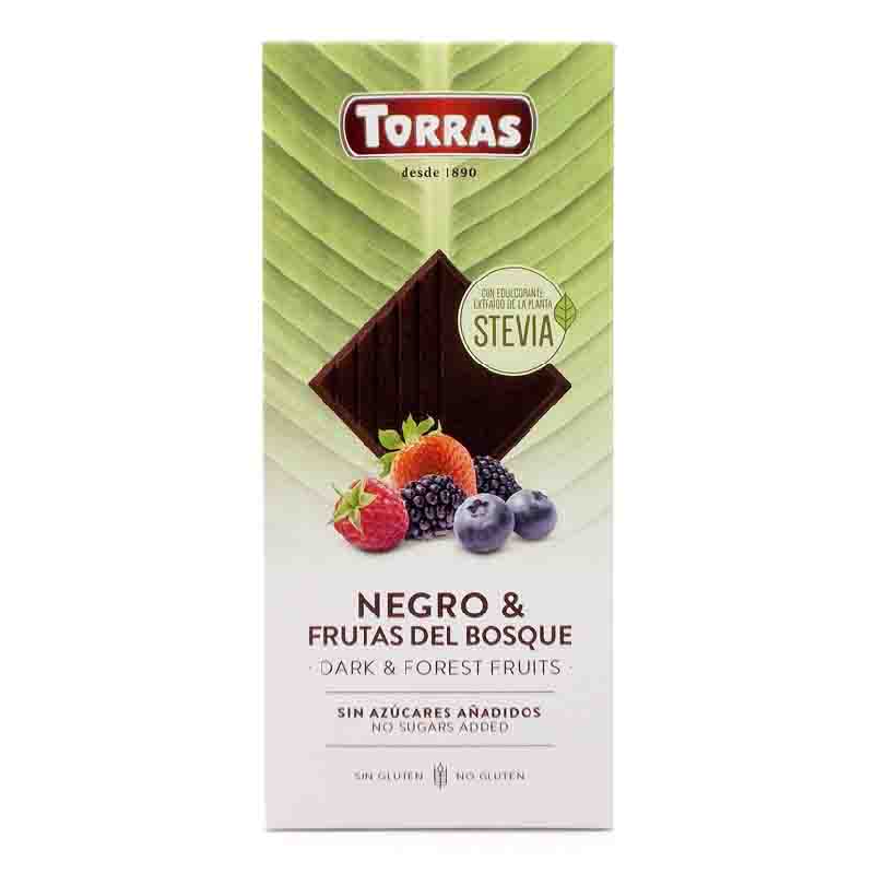 tort de ciocolata cu fructe de padure Ciocolata neagra 58% cu fructe de padure cu STEVIA, 125g, Torras