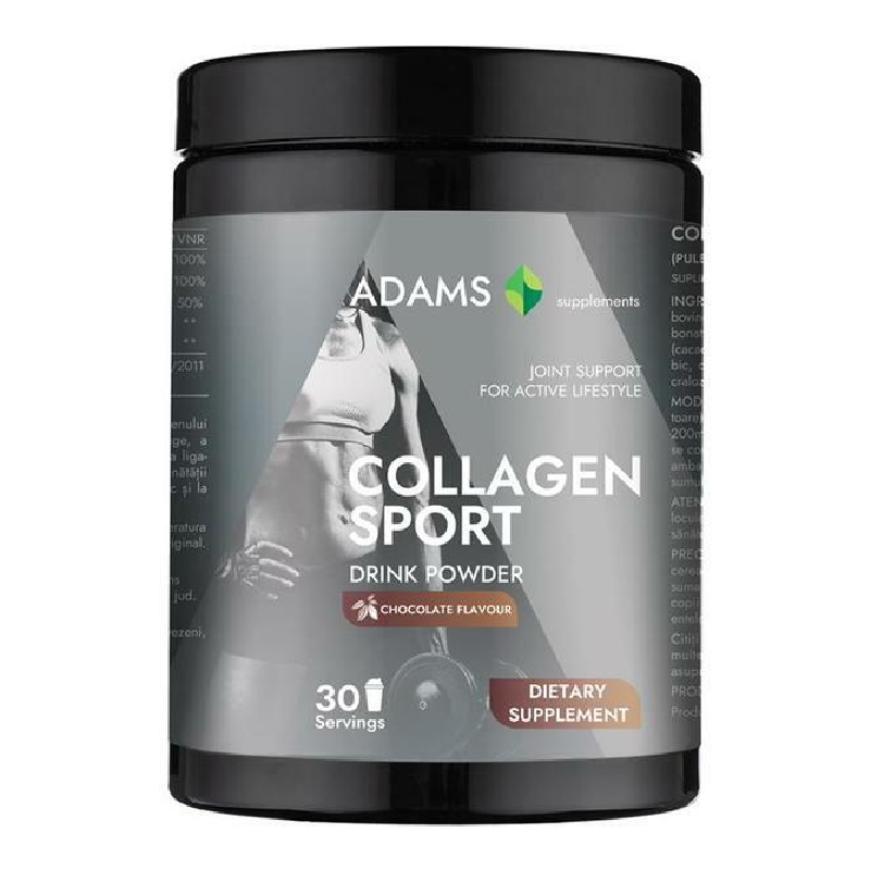 Collagen Sport pulbere cu ciocolata, 600g, Adams 