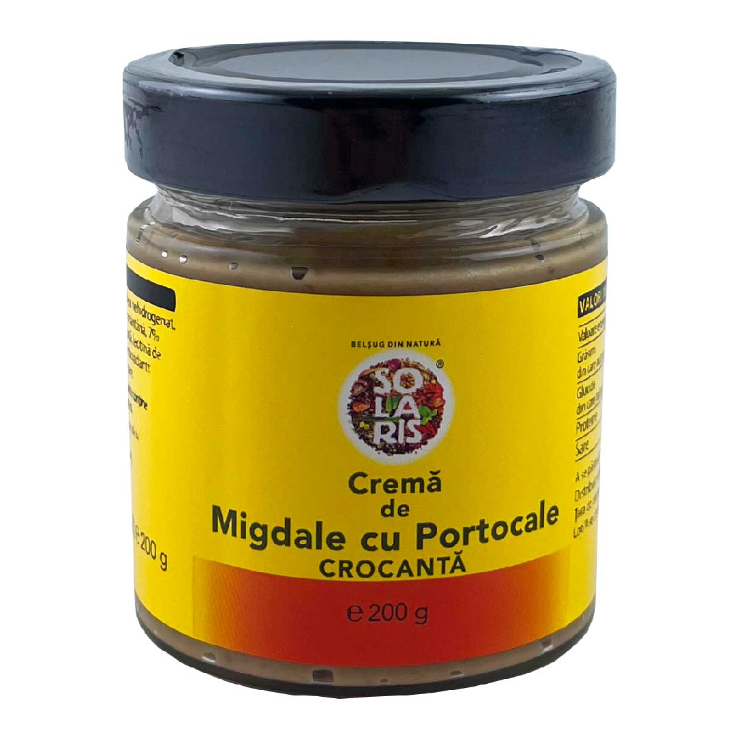 Crema de migdale cu portocale crocanta, 200 g, Solaris