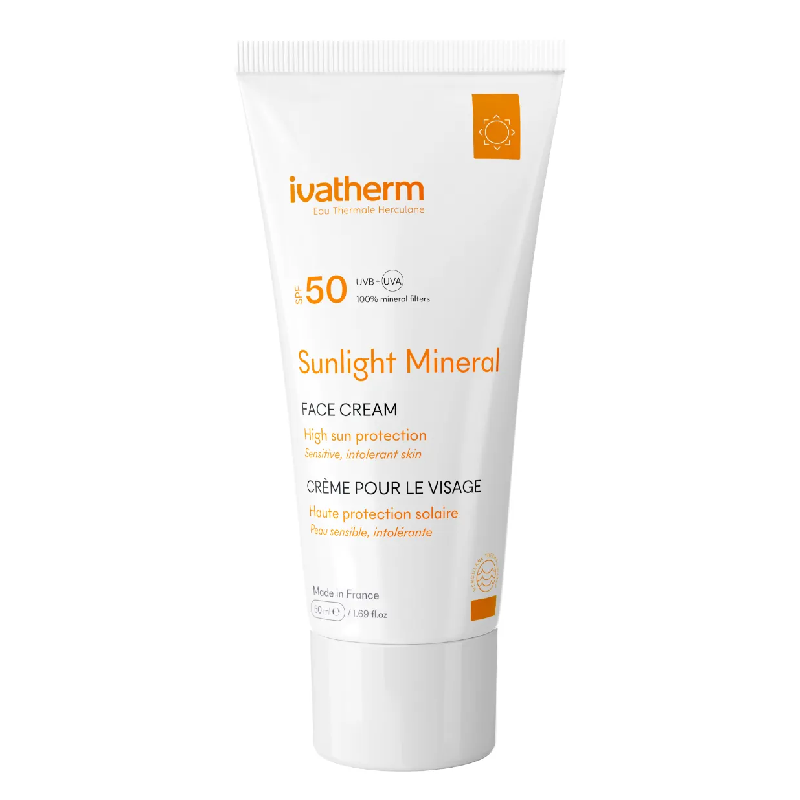 Crema pentru protectie solara ridicata SPF50, Sunlight Mineral, 50 ml, Ivatherm