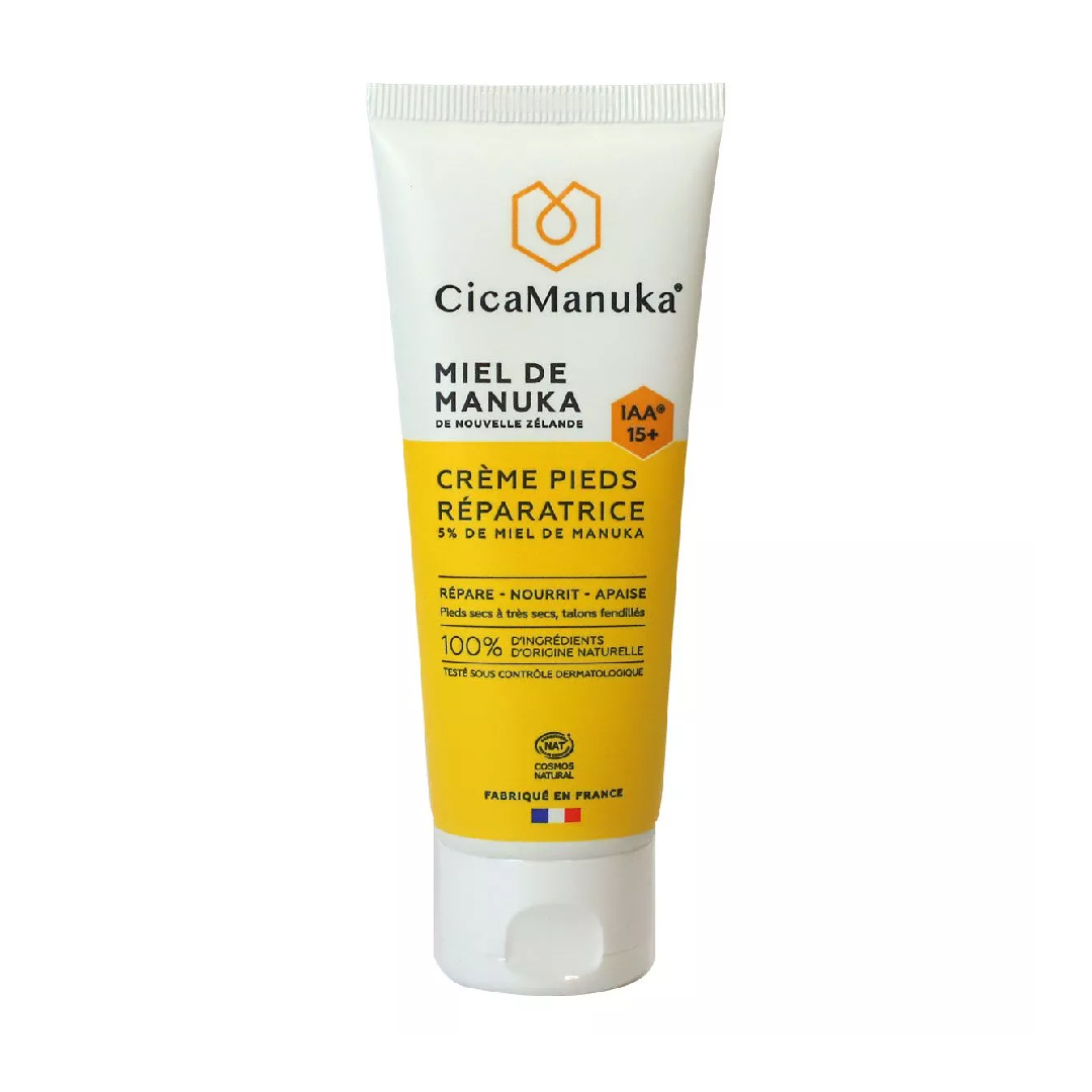 Crema reparatoare pentru picioare cu 5% miere de Manuka IAA15+, ecologica, 75 ml, CicaManuka