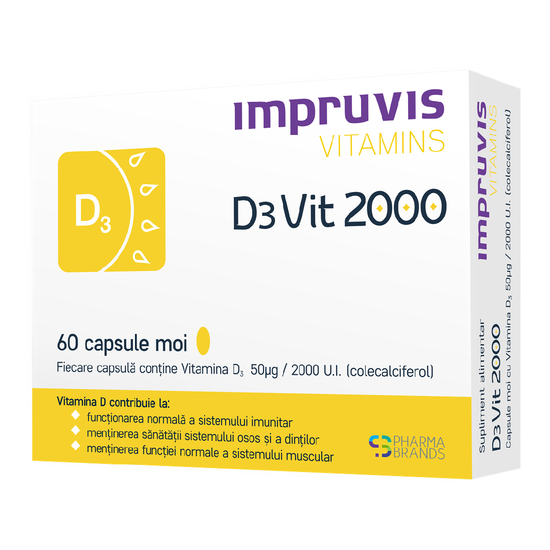 Vitamins D3Vit 2000, 60 capsule moi, Impruvis