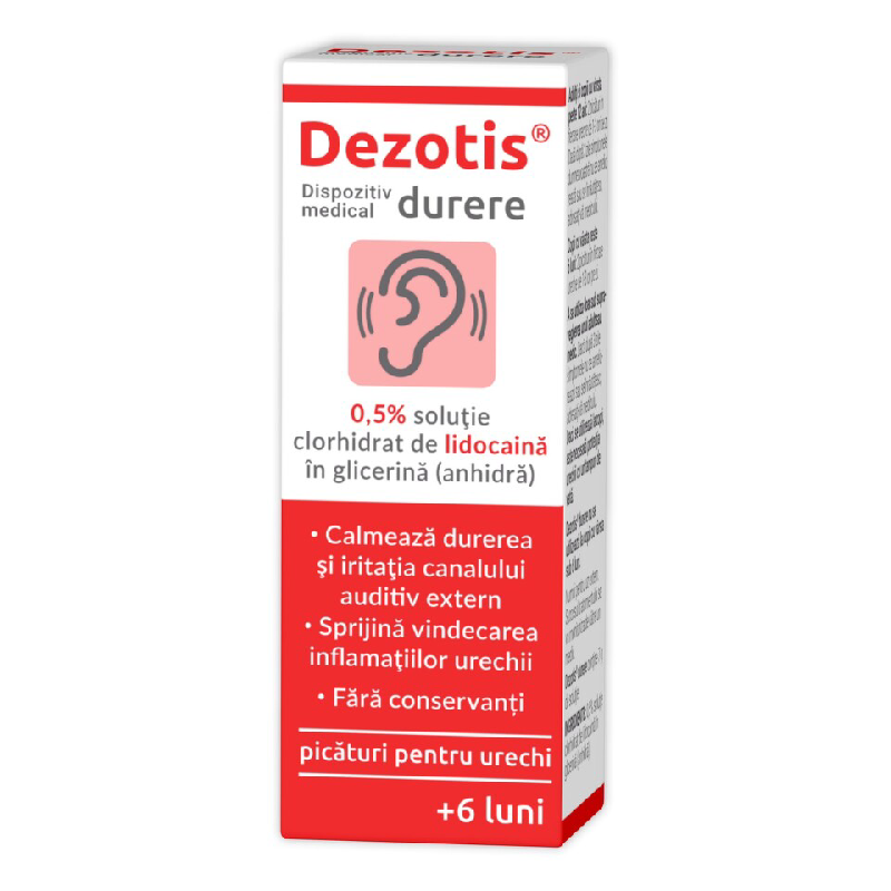 Dezotis Durere, solutie auriculara cu lidocaina 0.5%, 7g, Zdrovit