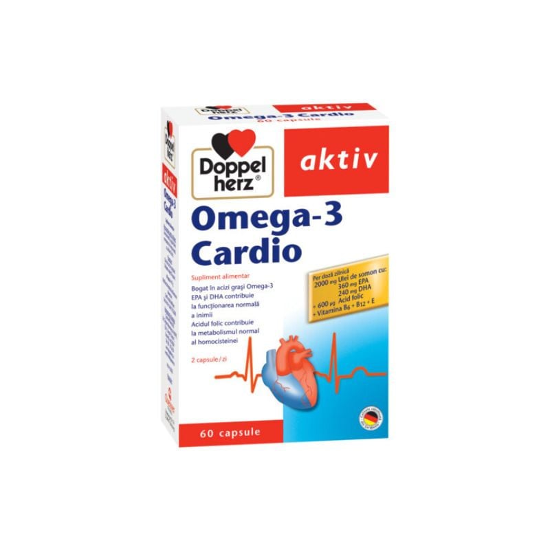 omega 3 doppelherz 120+60 dr max Omega-3 Cardio pentru inima, 60 capsule, Doppelherz