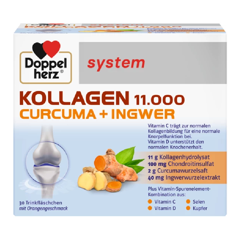 Curcuma + Ghimbir 11000, System Kollagen, 30 flacoane, Doppelherz