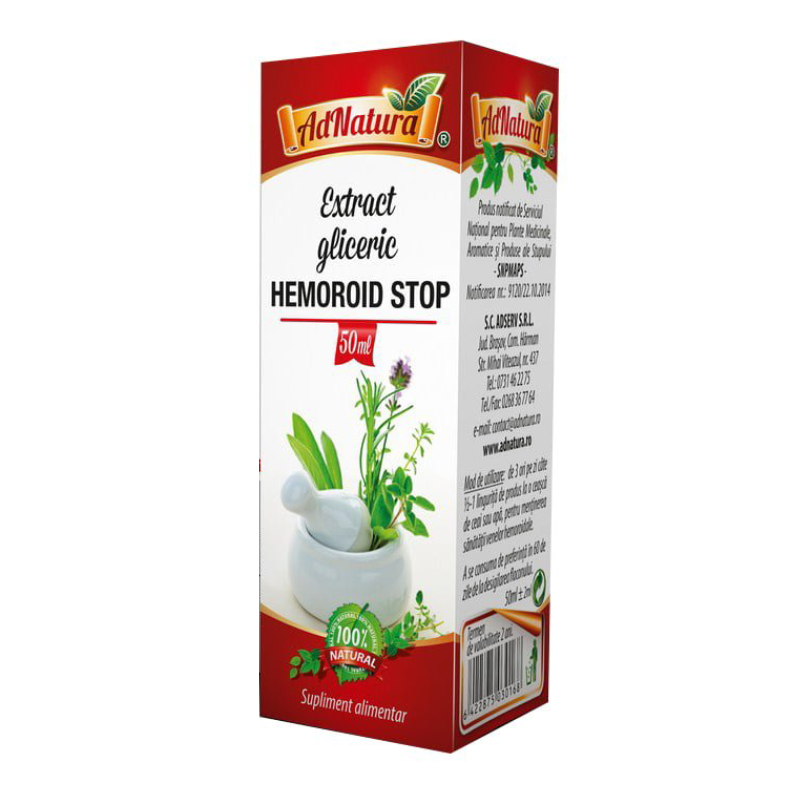 Extract gliceric Hemoroid stop, 50 ml, AdNatura