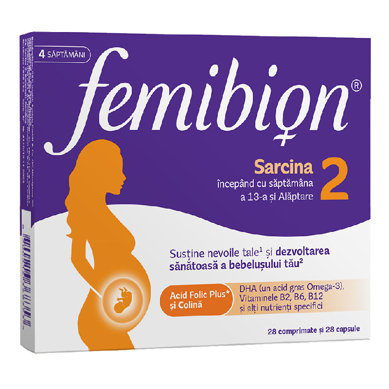 Femibion 2 sarcina si alaptare, 28 comprimate + 28 capsule, Dr. Reddys