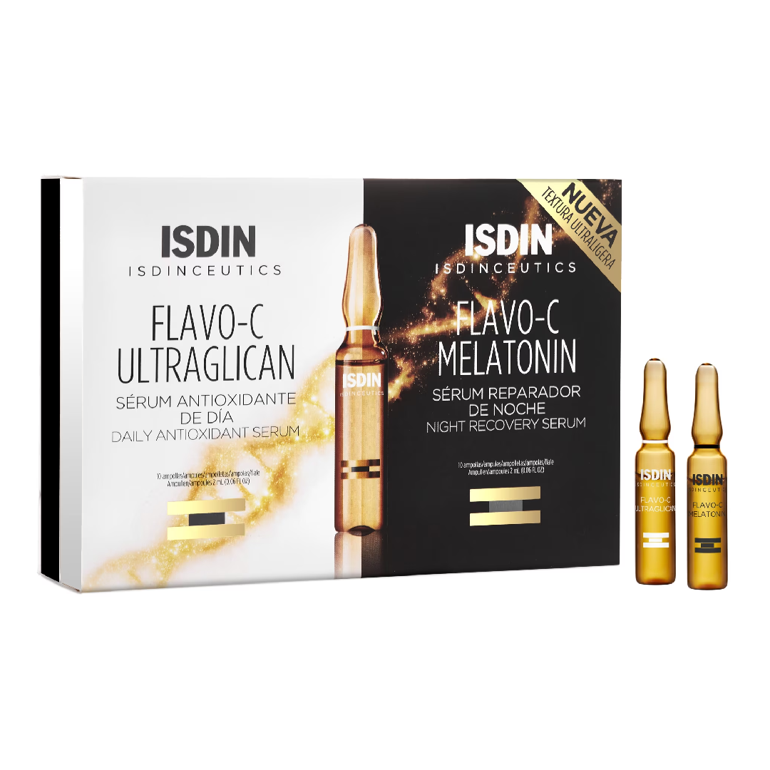 Ser pentru zi si noapte Flavo C Ultraglican&melatonin, 20 fiole*2 ml, Isdin