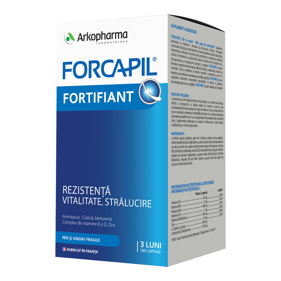 Forcapil Formula Fortifianta pentru Par si Unghii, 180 capsule