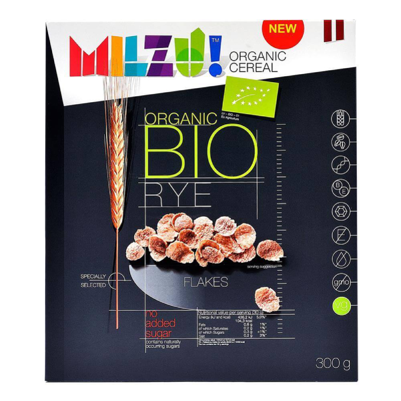 Fulgi de secara si ovaz fara zahar Bio Milzu 300gr