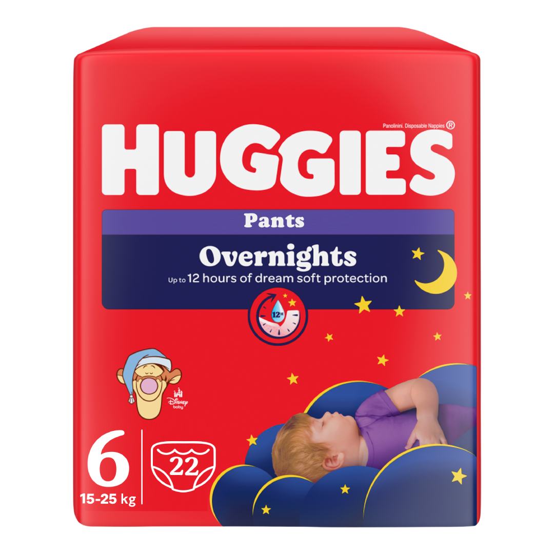 Scutece chilotel de noapte Overnights, Nr.6, 15-25 kg, 22 bucati, Huggies