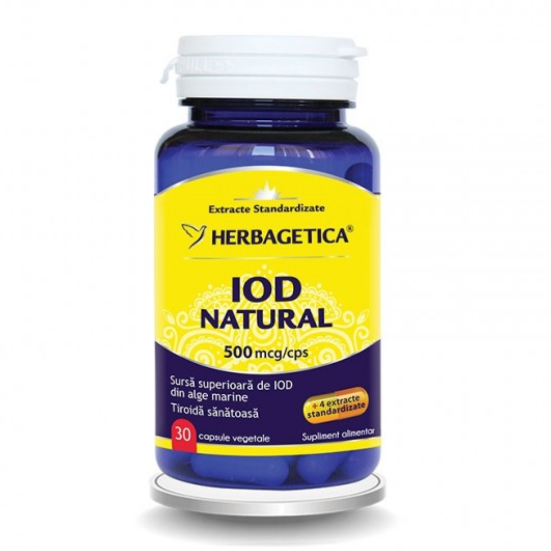 Iod natural, 500mcg, 30 capsule, Herbagetica