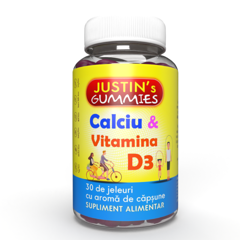 Calciu+Vitamina D3, 30 jeleuri, Justin Pharma