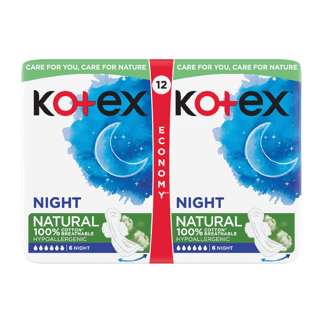 Absorbante Natural Night, 12 bucati, Kotex