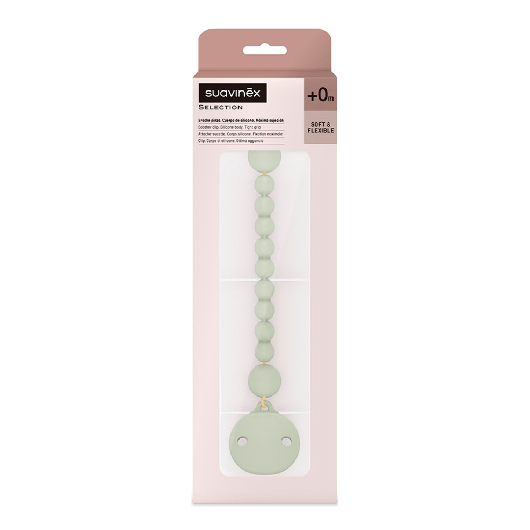 Lantisor cu clips pentru suzeta Colour Essence, Verde, 1 bucata, Suavinex