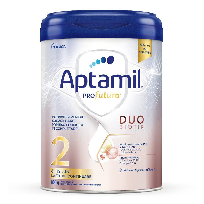 Lapte praf ProFutura 2 Duo Biotik, 6 - 12 luni, 800 g, Aptamil