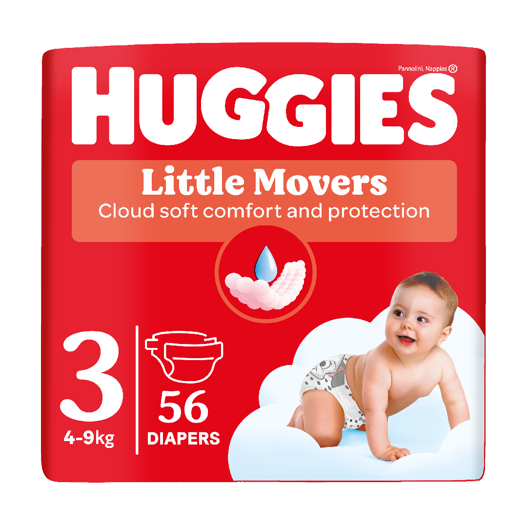 Scutece Little Movers, Nr. 3, 4-9kg, 56 bucati, Huggies