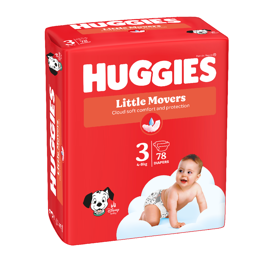 Scutece Little Movers, Nr.3, 4-9 kg, 78 bucati, Huggies