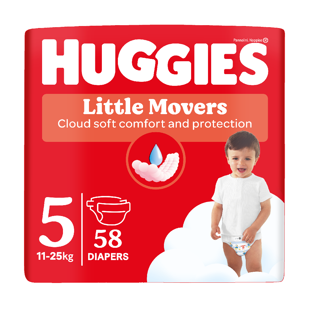 Scutece Little Movers, Nr.5, 11-25 kg, 58 bucati, Huggies