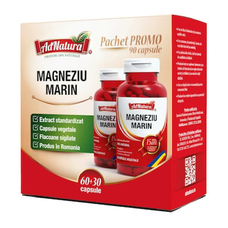 Pachet Magneziu Marin, 60+30 capsule, AdNatura