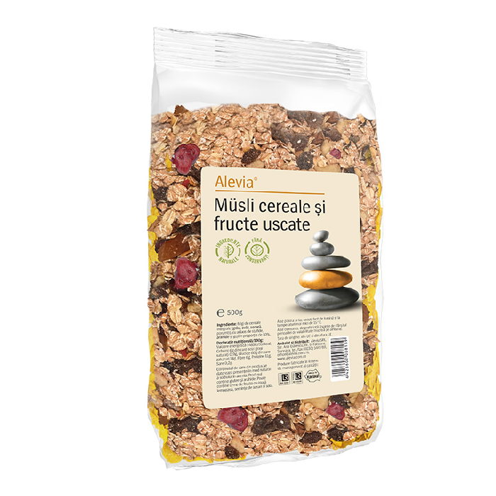 Musli cereale si fructe uscate, 500 g, Alevia