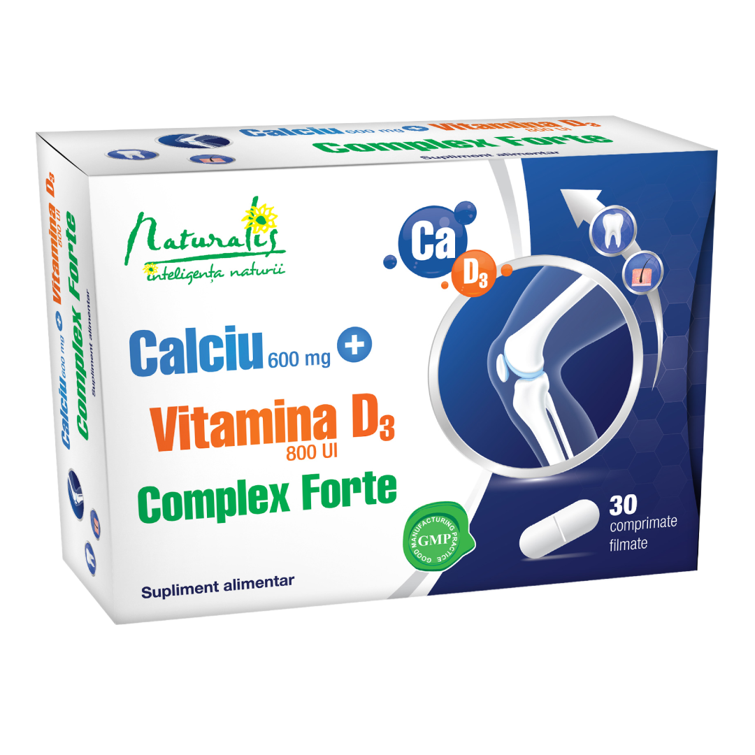 Calciu cu Vitamina D3 Complex Forte, 30 comprimate, Naturalis