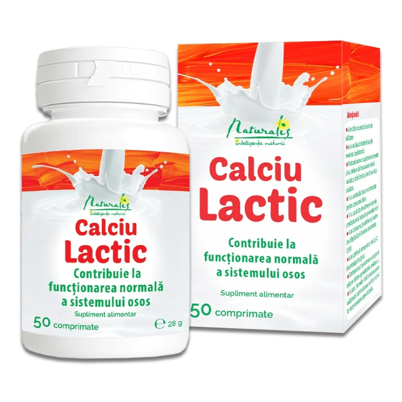Calciu lactic, 50 comprimate, Naturalis