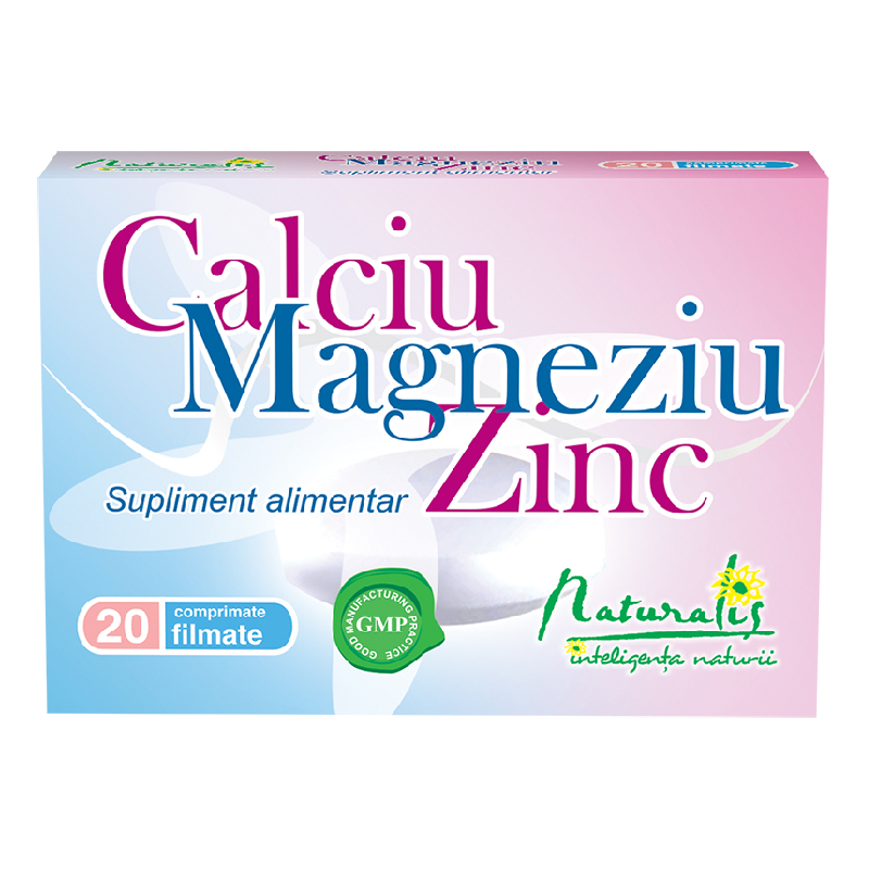 Calciu+Magneziu+Zinc, 20 comprimate, Naturalis