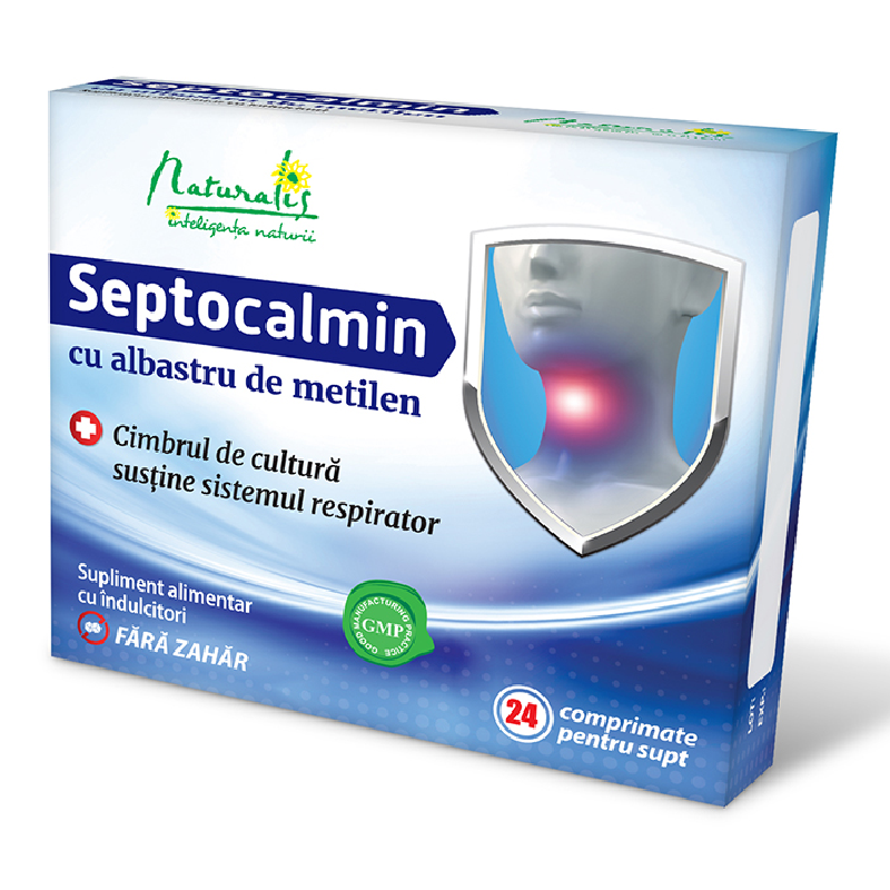 Septocalmin cu albastru de metilen, 24 de comprimate pentru supt, Naturalis