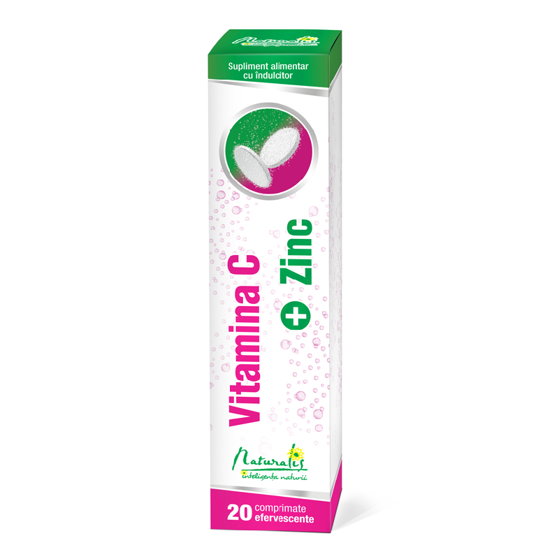 Vitamina C + Zinc, 20 comprimate efervescente, Naturalis