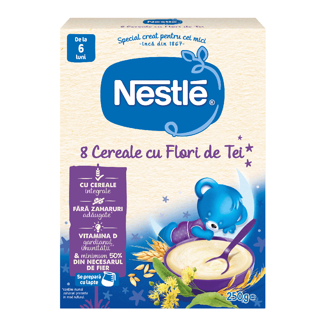 8 Cereale cu Flori de Tei Somn Usor, +6 luni, 250 g, Nestle