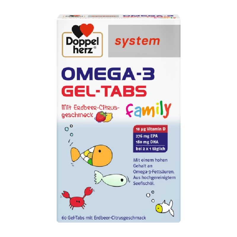 Omega 3 Gel Tabs Family, 60 comprimate masticabile moi, Doppelherz