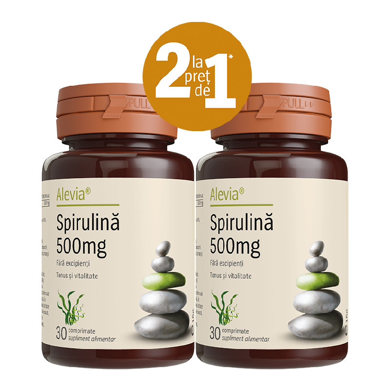 Pachet Spirulina 500 mg, 2*30 comprimate, Alevia