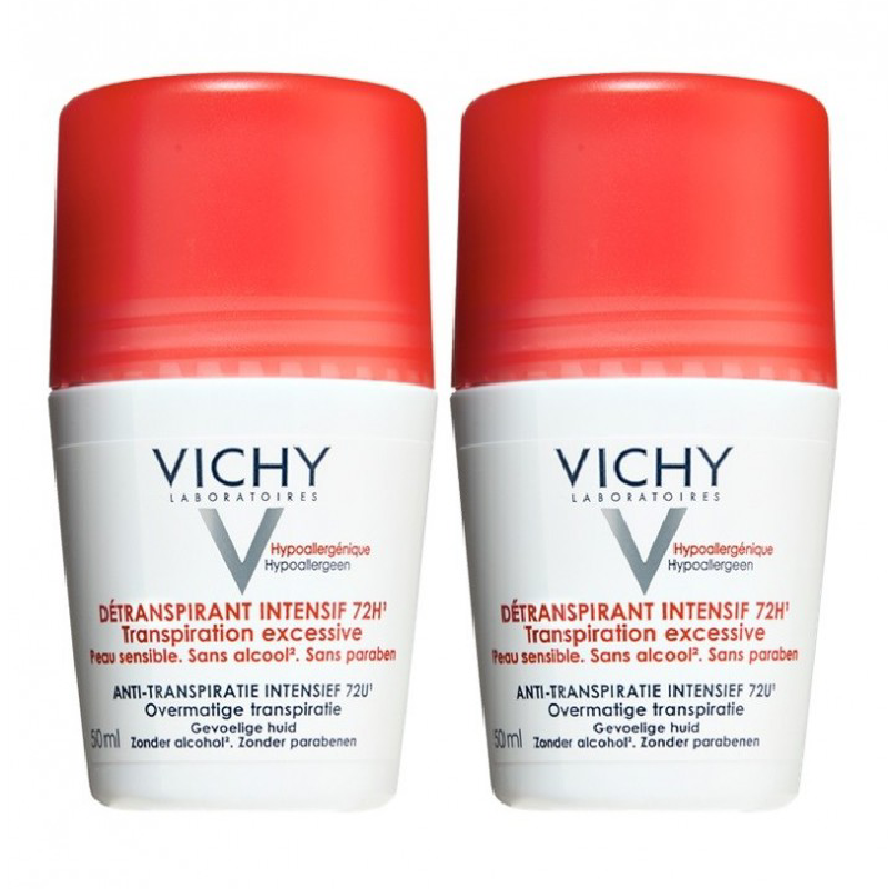 Pachet Deodorant roll-on antiperspirant 72h, 50 ml, Vichy, 1+1-50%