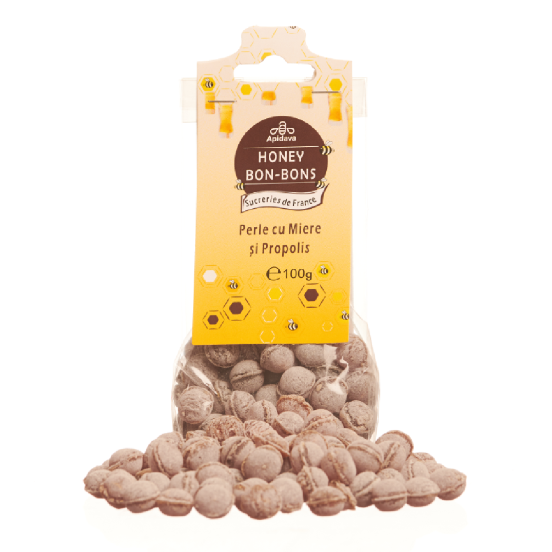 Bomboane perle miere, propolis, 100g, Apidava