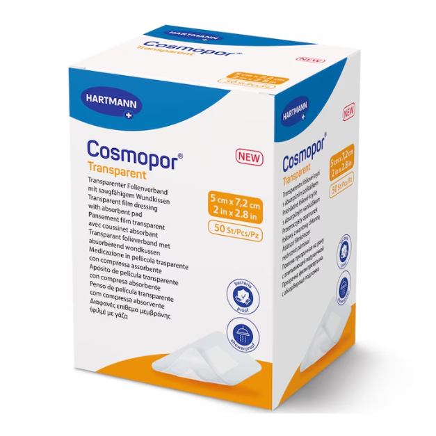Plasturi sterili Cosmopor Transparent 5*7.2cm, 50 bucati, Hartmann