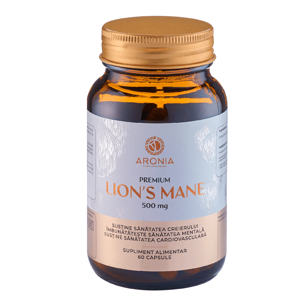 Premium Lion\'s Mane, Ciuperca Coama Leului, 500 mg, 60 capsule, Aronia Charlottenburg