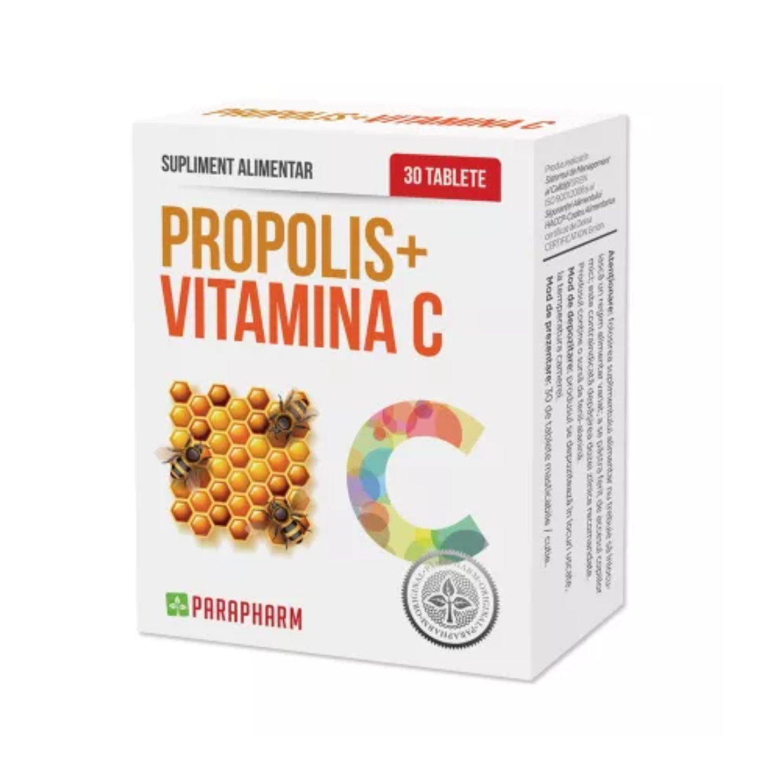 Propolis + Vitamina C, 30 tablete, Parapharm